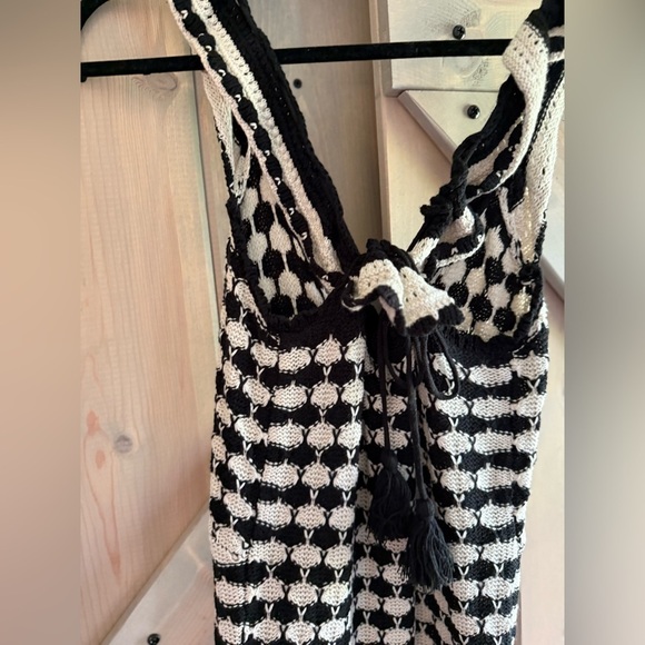 NWT Miou Muse Black and White Crochet Midi Dress - Picture 8 of 10